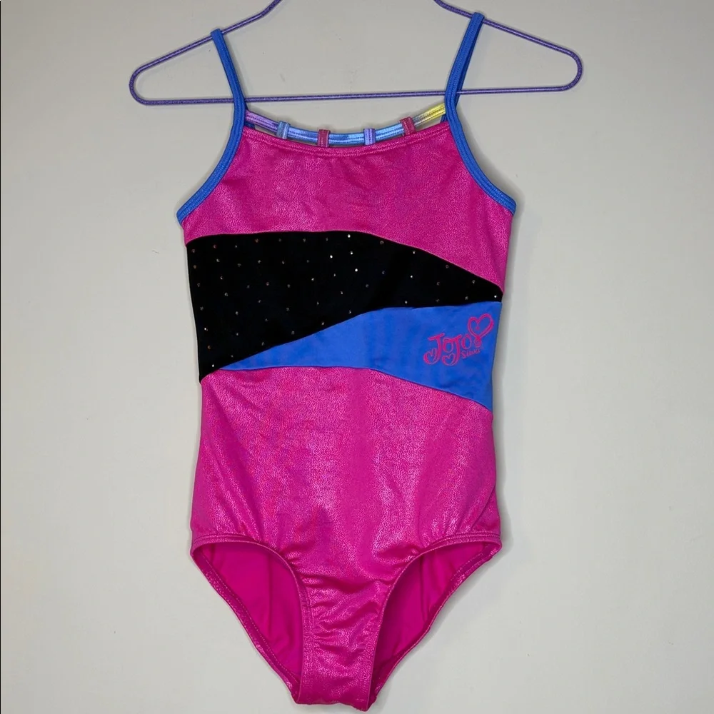 Danskin Jojo Siwa Girls Shimmery Pink Blue Black Leotard Size 12/14